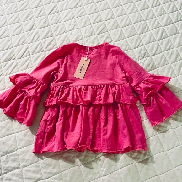 NWT Marie Nicole Toddler Girl's Pink Ruffly Top/Bellbottom Pant Set Sz S(2-3) - Picture 5 of 8